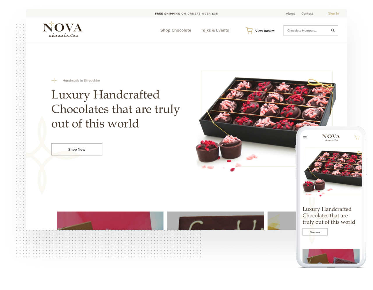 nova chocolates procredible website design