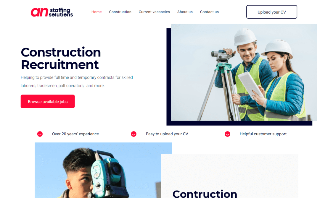 AN Staffing Solutions website by Procredible